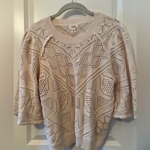 a.n.a. Open Lace Flutter-sleeve Sweater